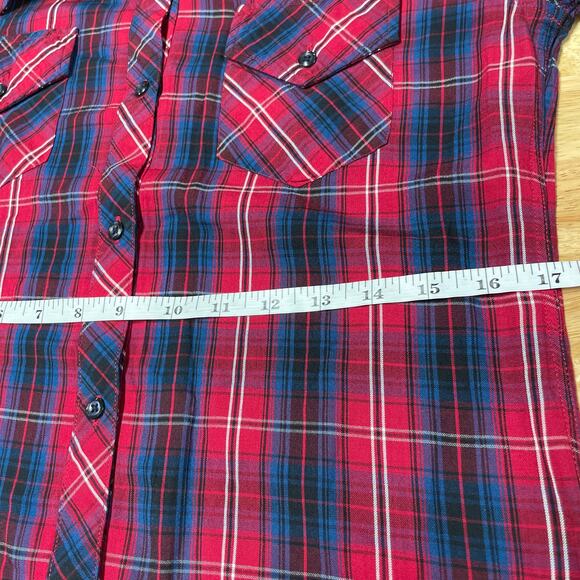 Rails Kendra Tencel Plaid Button Front Blouse Long Sleeve Size S Red Blue White - Picture 8 of 9